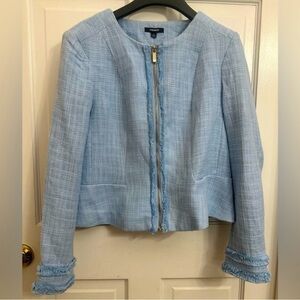 Premise Light Blue Tweed Zip Up Blazer